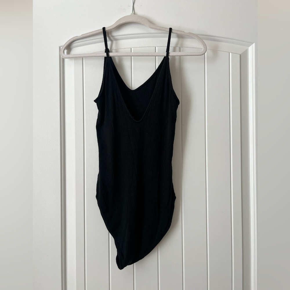 Black ribbed bodysuit